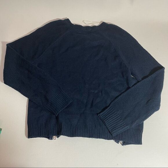 Rewind two tones navy and marled blues zip side slits sweater in Size La… - Picture 6 of 13
